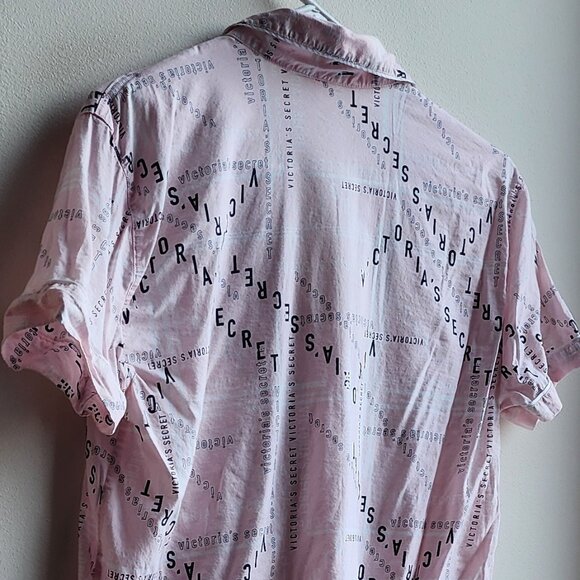 Victoria's Secret Pink/Black Cotton Blend Button Down Pajama Shirt Size Small - Picture 11 of 16